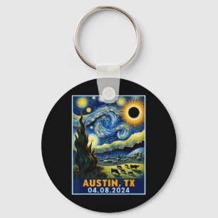 Porte-clés Solar Eclipse 2024 Austin Texas Van Gogh Starry Ni