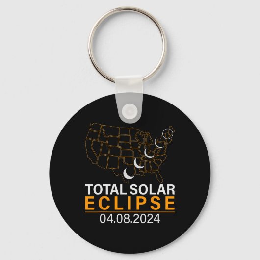 Porte-clés Solar Eclipse 2024 Carte Eclipse 8 avril 2024 Ecli (Recto)