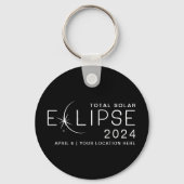 Porte-clés Solar Eclipse 2024 Lieu personnalisé Commémoratif (Recto)