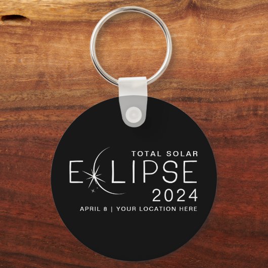 Porte-clés Solar Eclipse 2024 Lieu personnalisé Commémoratif (Recto)