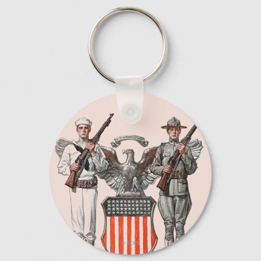 Porte-clés Soldat, marin et bouclier américain (Recto)