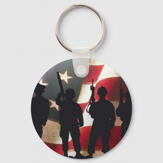 Porte-clés Soldat militaire patriotique Silhouette (Recto)