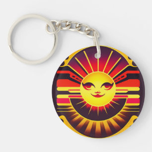 Porte-clés Soleil brillant avec visage lumineux
