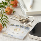 Porte-clés Soleil céleste, Lune, Etoiles Aquarelle (Devant Droit)