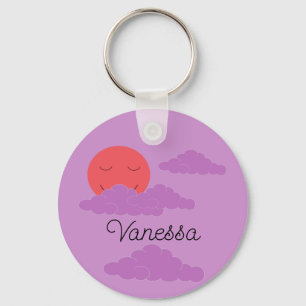 Porte-clés Soleil couchant avec des nuages violets : Lavande