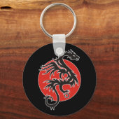 Porte-clés Soleil Dragon - noir rouge blanc + vos idées (Recto)