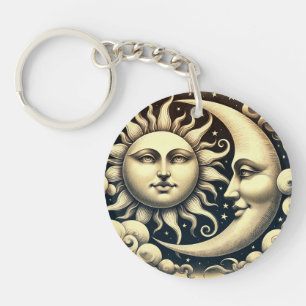 Porte-clés Soleil et Lune Célestes Vintage