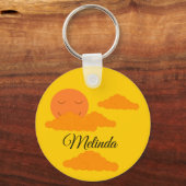 Porte-clés Soleil orange dans un ciel doré : (Recto)