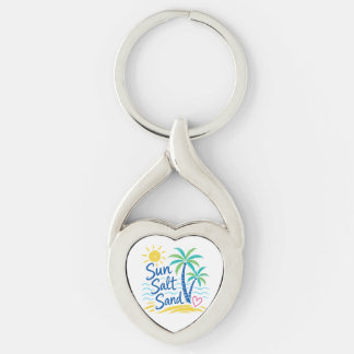 Porte-clés Soleil Sel Sable – Palmier de Plage Tropical Été