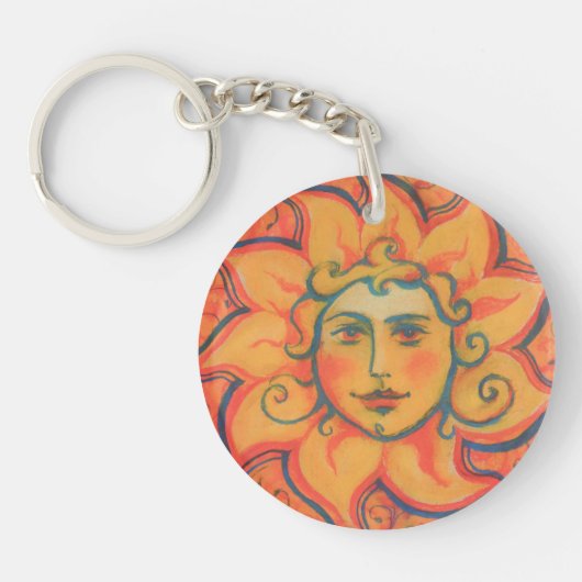 Porte-clés Soleil souriant, Art Imaginaire Fairytale, Jaune o (Devant)