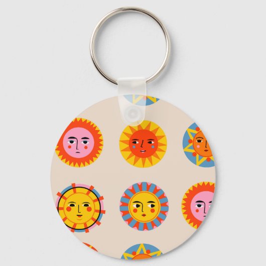Porte-clés soleils Abstraits : motif sans couture ethnique. (Recto)