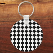 Porte-clés Solid Black and White Chevron Pattern Round (Recto)