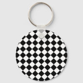 Porte-clés Solid Black and White Chevron Pattern Round (Verso)
