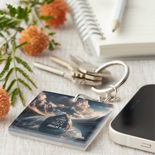 Porte-clés Solidité Divine : Le Seigneur Est Mon Rocher (Devant Droit)