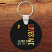 Porte-clés Someone In New Jersey Loves Me Clic Retro State (Recto)