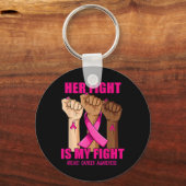 Porte-clés Son combat est ma lutte contre le cancer du sein (Recto)