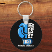 Porte-clés Son combat est mon boxe de combat Glove Diabetes A (Recto)