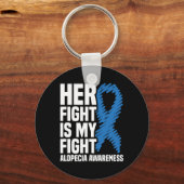 Porte-clés Son combat est mon combat Blue Ribbon Alopecia (Recto)
