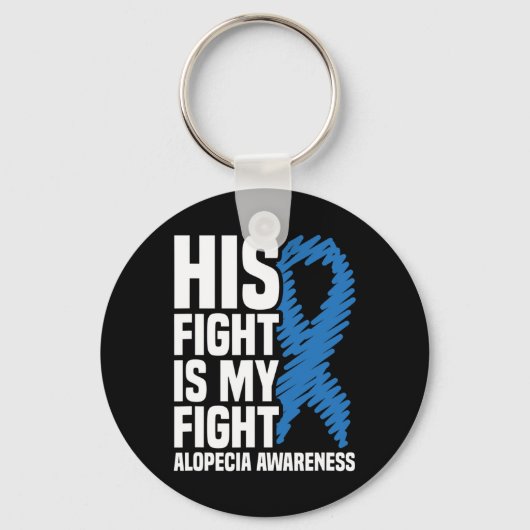Porte-clés Son combat est mon combat Blue Ribbon Alopecia (Recto)