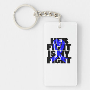 Porte-clés Son combat est mon combat Colon Cancer Blue Ribbon