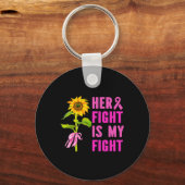 Porte-clés Son combat est mon combat Conscience du cancer du  (Recto)