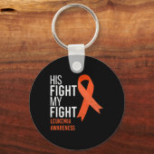 Porte-clés Son combat est My Fight Leukemia Cancer Awareness (Recto)