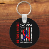 Porte-clés Son Combat Fils Chd Sensibilisation Drapeau Améric (Recto)
