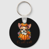 Porte-clés Son Fall Y'all mignon Citrouille à fleurs Chihuahu (Recto)