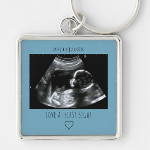 Porte-clés Sonogramme Photo Cadeau Baby Ultrasound Bleu