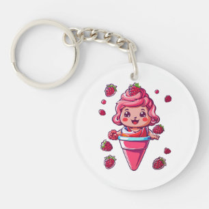 Porte-clés Sorbet de framboise Kawaii