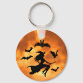 Porte-clés Sorcière Chauves-Souris Lune (Recto)