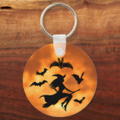 Porte-clés Sorcière Chauves-Souris Lune (Recto)