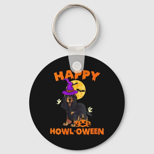 Porte-clés Sorcière de chien Cocker Spaniel noir et feu pour (Recto)