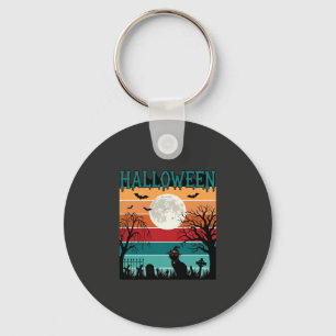 Porte-clés Sorcière de Halloween Chat Toile d'araignée Lune C