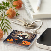 Porte-clés Sorcière d'Halloween avec citrouilles (Devant Droit)