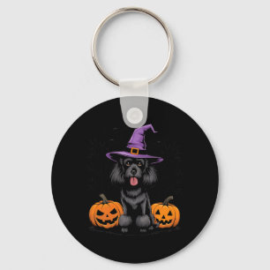 Porte-clés Sorcière d'Halloween Caniche Noir Standard Chien E