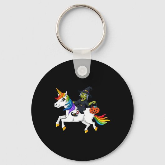 Porte-clés Sorcière équitation Unicorn Amusement Halloween fi (Recto)