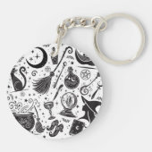 Porte-clés Sorcière Magique Fantaisiste Wiccanne Païenne Noir (Dos)