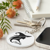 Porte-clés Sorcière noire Casquette sorcière Wiccan Halloween (Devant droit)