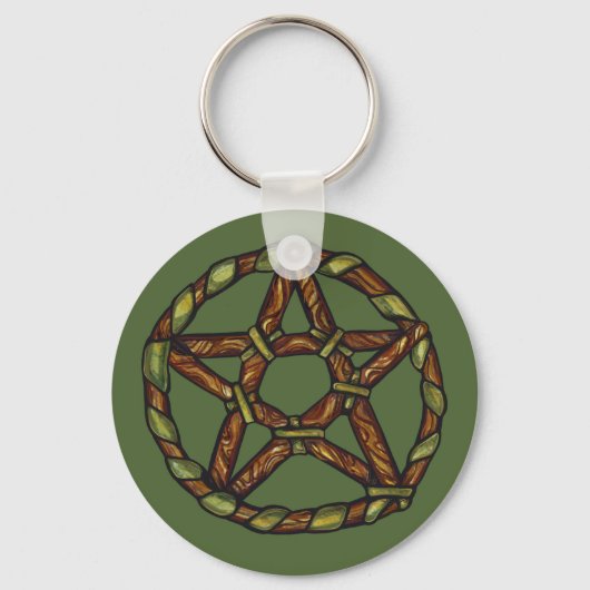 Porte-clés Sorcière verte païenne pentacle nature Wicca (Recto)