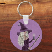 Porte-clés Sorcière violette tenant une bougie (Recto)