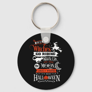 Porte-clés Sorcières Chats Noirs Et Lune Halloween