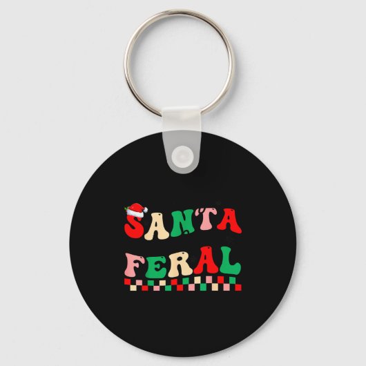 Porte-clés Sorry Santa I've Been Feral Funny Retro Christmas  (Recto)