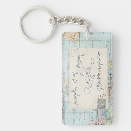 Porte-clés Sortez et explorez la citation et tracez (Devant)