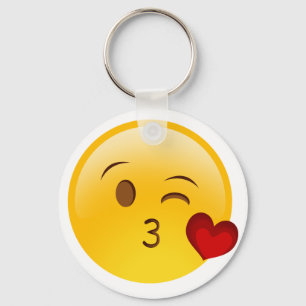 Porte-clés Soufflez un autocollant d'emoji de baiser