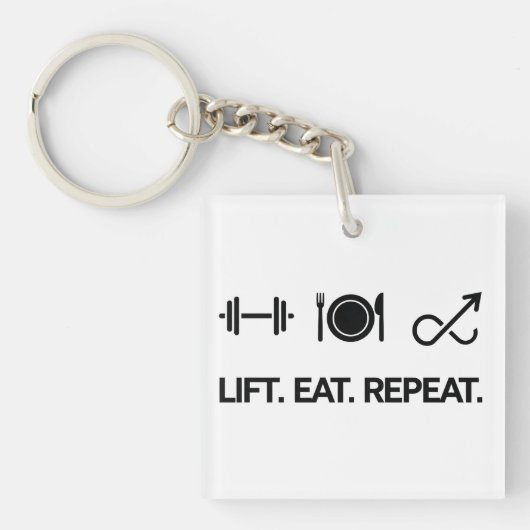 Porte-clés Soulever. Manger. Répéter. - Conception de Fitness (Devant)