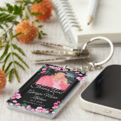 Porte-clés Soupirs personnalisés à fleurs roses (Devant droit)