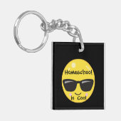 Porte-clés Sourire cool jaune et arrière - plan noir (Devant gauche)