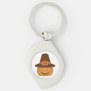 Porte-clés Sourire de citrouille de pèlerin de Thanksgiving