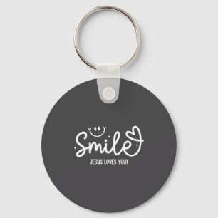 Porte-clés Sourire Jésus vous aime Message de foi chrétienne